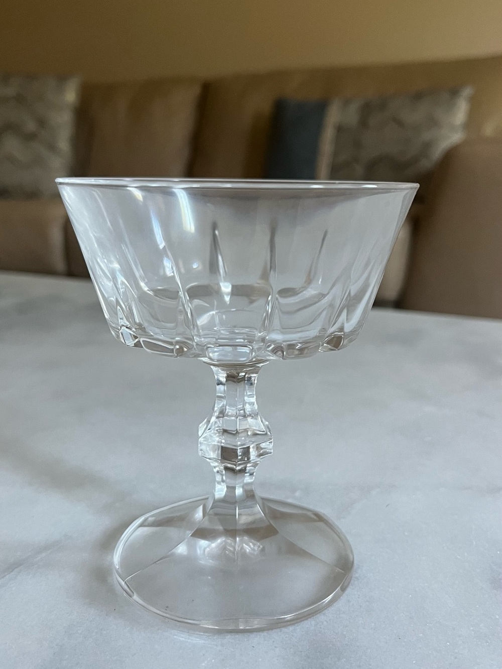 Clear Faceted Crystal Coupe Glass - Elegant Stemware
